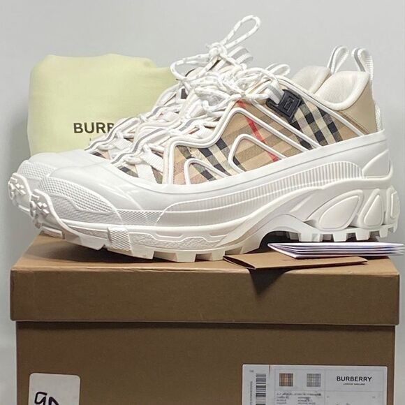Burberry Arthur Vintage Check Cotton & Leather Sneakers size 41 - Picture 10 of 12